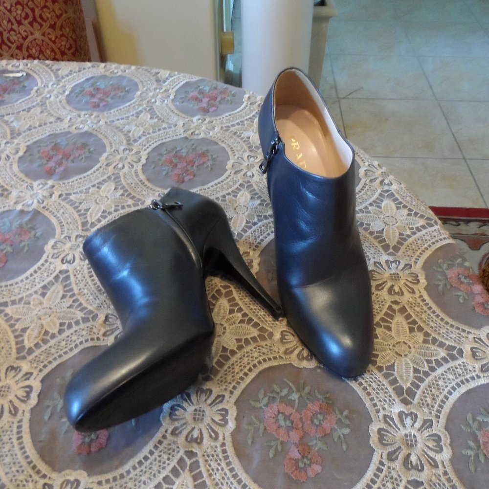 Prada Dark Gray Calf Leather Ankle Boots Size 10B
